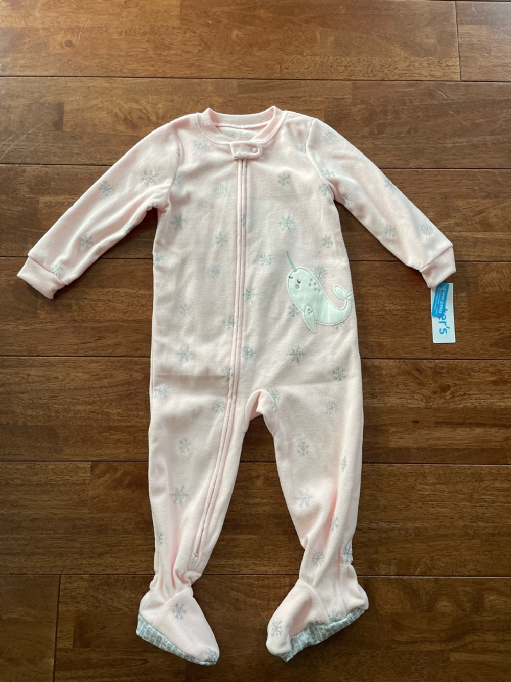 Carter's Light Pink Narwhal Footed Fleece One-Piece Pajamas
